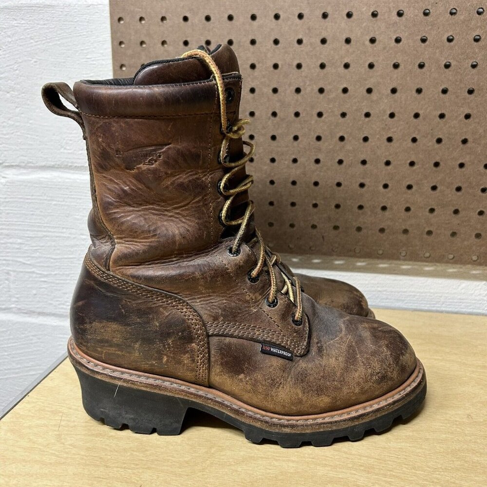 Red Wing Men’s LoggerMax Brown Leather Logger Boots 9” Waterproof Size 7 D 620